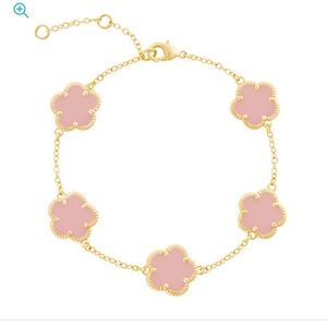 JANKUO pink Flower 14K plated Double Sided Bracelet new w/o tags (set of 2)